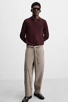 BELTED TEXTURED PANTS