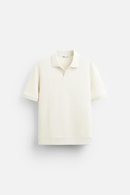 RIB STRUCTURED POLO SHIRT