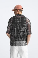 SEMI-SHEER ABSTRACT PRINT SHIRT