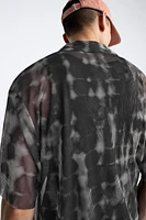 SEMI-SHEER ABSTRACT PRINT SHIRT