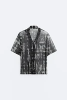 SEMI-SHEER ABSTRACT PRINT SHIRT