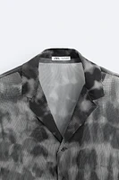 SEMI-SHEER ABSTRACT PRINT SHIRT