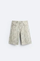 DENIM ANIMAL PRINT SHORTS