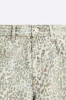 DENIM ANIMAL PRINT SHORTS