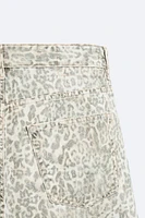 DENIM ANIMAL PRINT SHORTS