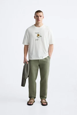 CONTRAST EMBROIDERED T-SHIRT