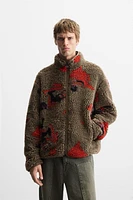 ABSTRACT PRINT FLEECE JACKET