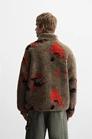 ABSTRACT PRINT FLEECE JACKET