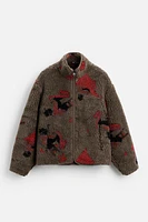 ABSTRACT PRINT FLEECE JACKET