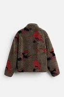 ABSTRACT PRINT FLEECE JACKET