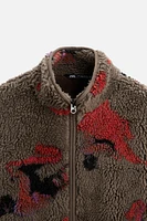 ABSTRACT PRINT FLEECE JACKET