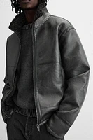 DOUBLE FACED FAUX LEATHER JACKET