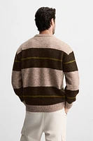 SWEATER WITH TEXTURED BOUCLÉ STRIPES