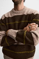 SWEATER WITH TEXTURED BOUCLÉ STRIPES