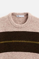 SWEATER WITH TEXTURED BOUCLÉ STRIPES