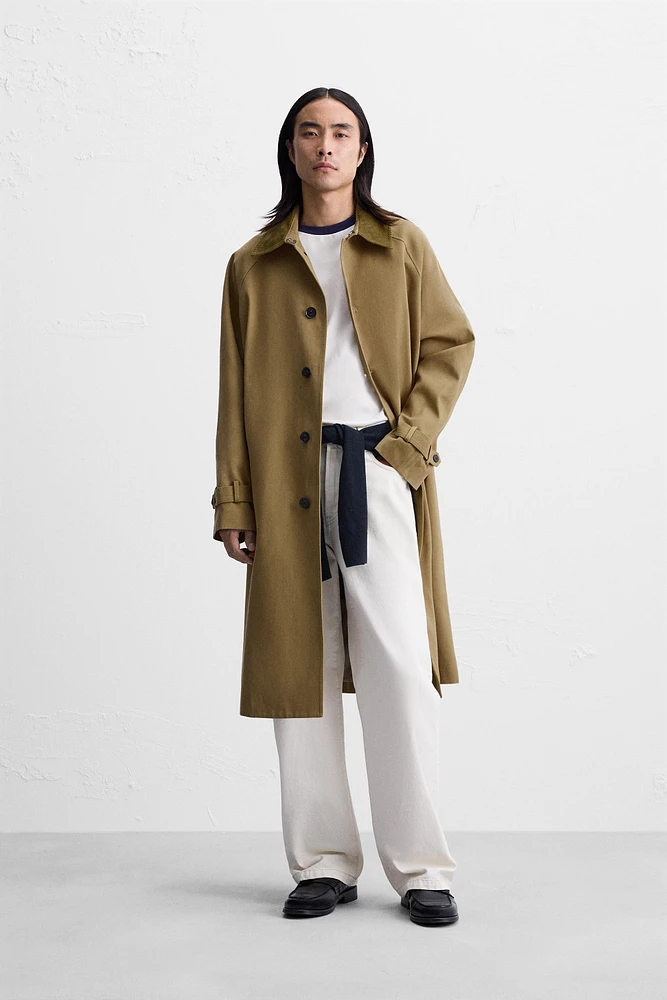 OVERSIZE FIT TWILL TRENCH COAT