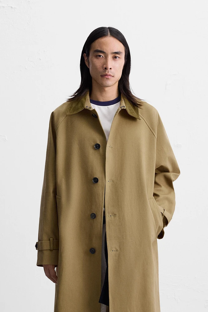 OVERSIZE FIT TWILL TRENCH COAT