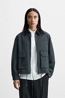 CROPPED FIT CONTRAST COLLAR JACKET