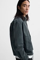 CROPPED FIT CONTRAST COLLAR JACKET