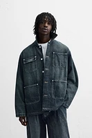 DENIM JACKET WITH CONTRASTING COLLAR