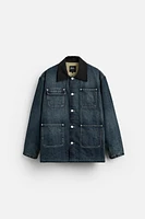 DENIM JACKET WITH CONTRASTING COLLAR