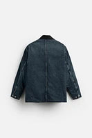 DENIM JACKET WITH CONTRASTING COLLAR