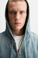 DENIM HOODED SWEATSHIRT