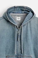 DENIM HOODED SWEATSHIRT