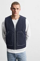 SEAMED DENIM VEST