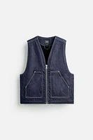 SEAMED DENIM VEST