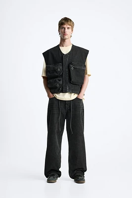 DENIM UTILITY VEST