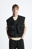 DENIM UTILITY VEST