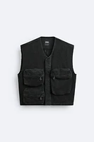 DENIM UTILITY VEST