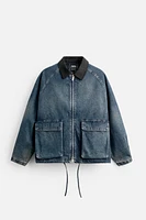 CONTRASTING COLLAR DENIM JACKET