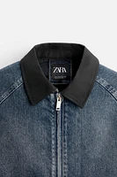 CONTRASTING COLLAR DENIM JACKET