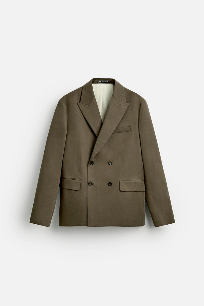 COTTON - LYOCELL DOUBLE BREASTED SUIT JACKET