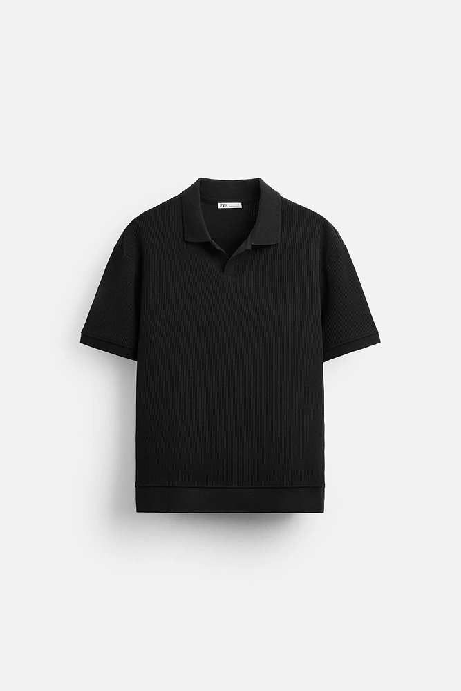 RIB STRUCTURED POLO SHIRT