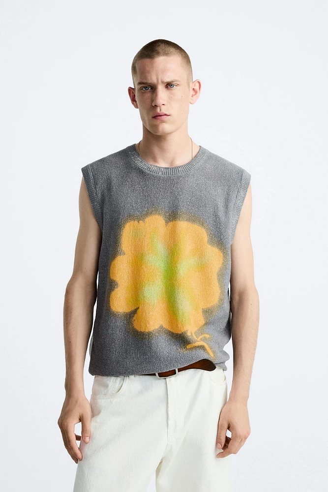 SPRAY PRINT KNIT VEST