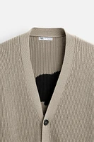 CONTRAST INTARSIA CARDIGAN