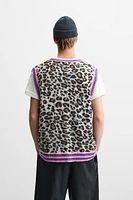 ANIMAL PRINT JACQUARD KNIT VEST