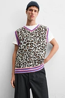 ANIMAL PRINT JACQUARD KNIT VEST