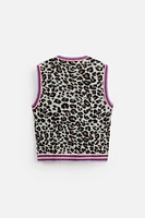 ANIMAL PRINT JACQUARD KNIT VEST