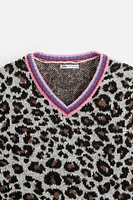 ANIMAL PRINT JACQUARD KNIT VEST