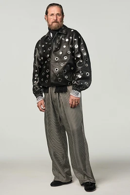 METAL EYELET LEATHER JACKET X STEFANO PILATI