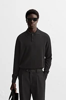 MERINO WOOL KNIT POLO SHIRT