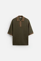 COTTON - LINEN BLEND KNIT POLO