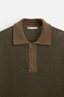 COTTON - LINEN BLEND KNIT POLO