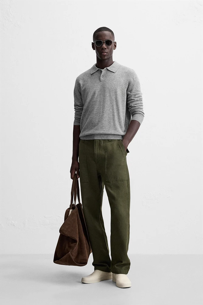 WOOL - CASHMERE KNIT POLO SHIRT