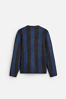 TEXTURED SWEATER WITH VERTICAL STRIPES