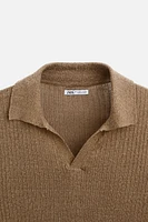 LINEN - VISCOSE KNIT POLO SHIRT